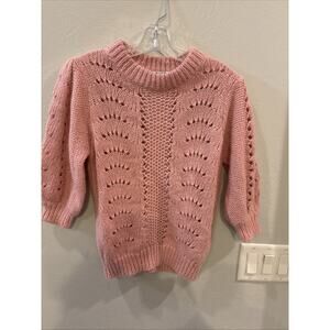 NA-KD Rose Pink‎ Wool Alpaca Balloon Sleeve Eyelet Knit Sweater XXS